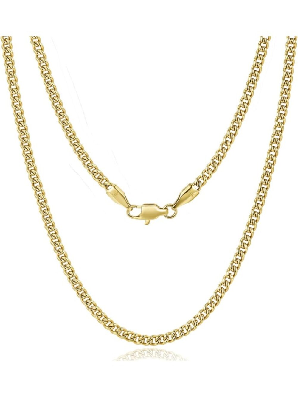 3mm 6mm Miami Cuban Link Chain Necklace - 14K Gold Plated Stainless Steel